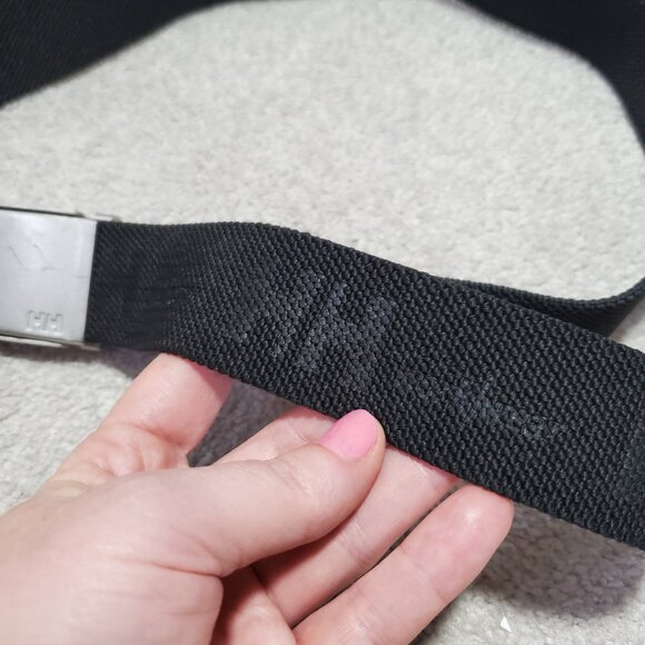 HELLY HANSEN Workwear Belt Nylon Canvas Logo Metal Clasp Black Silver Men's 38 - Picture 3 of 7